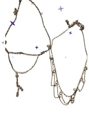 Vtg Delicate Multi-Strand Gold Necklace with Cream Beads Cascading Necklaces
